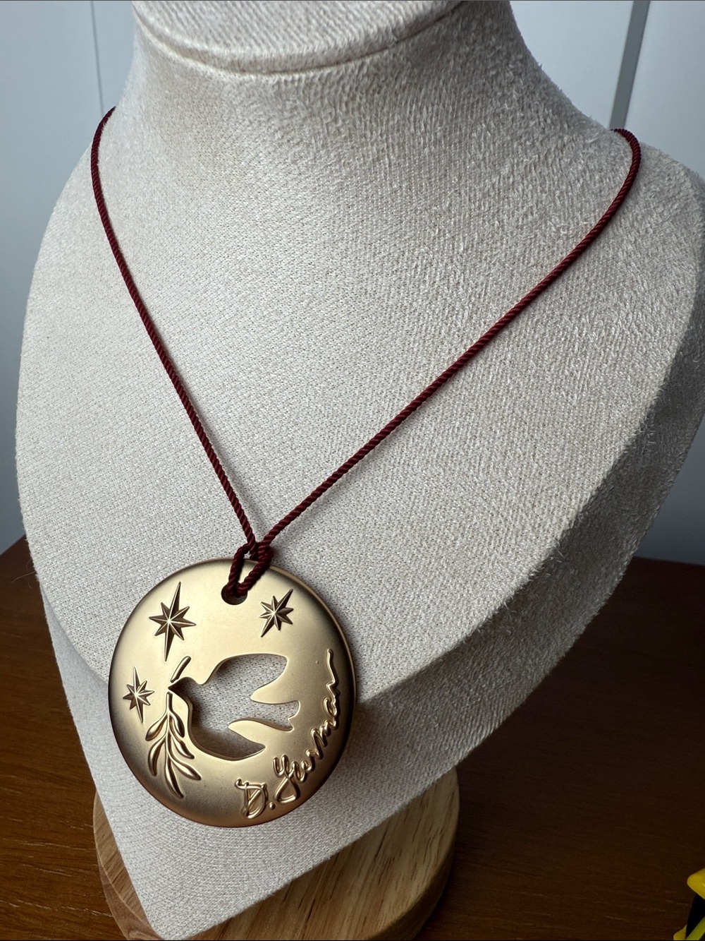 David Yurman 2023 Holiday Dove Ornament burnished gold tone bird design